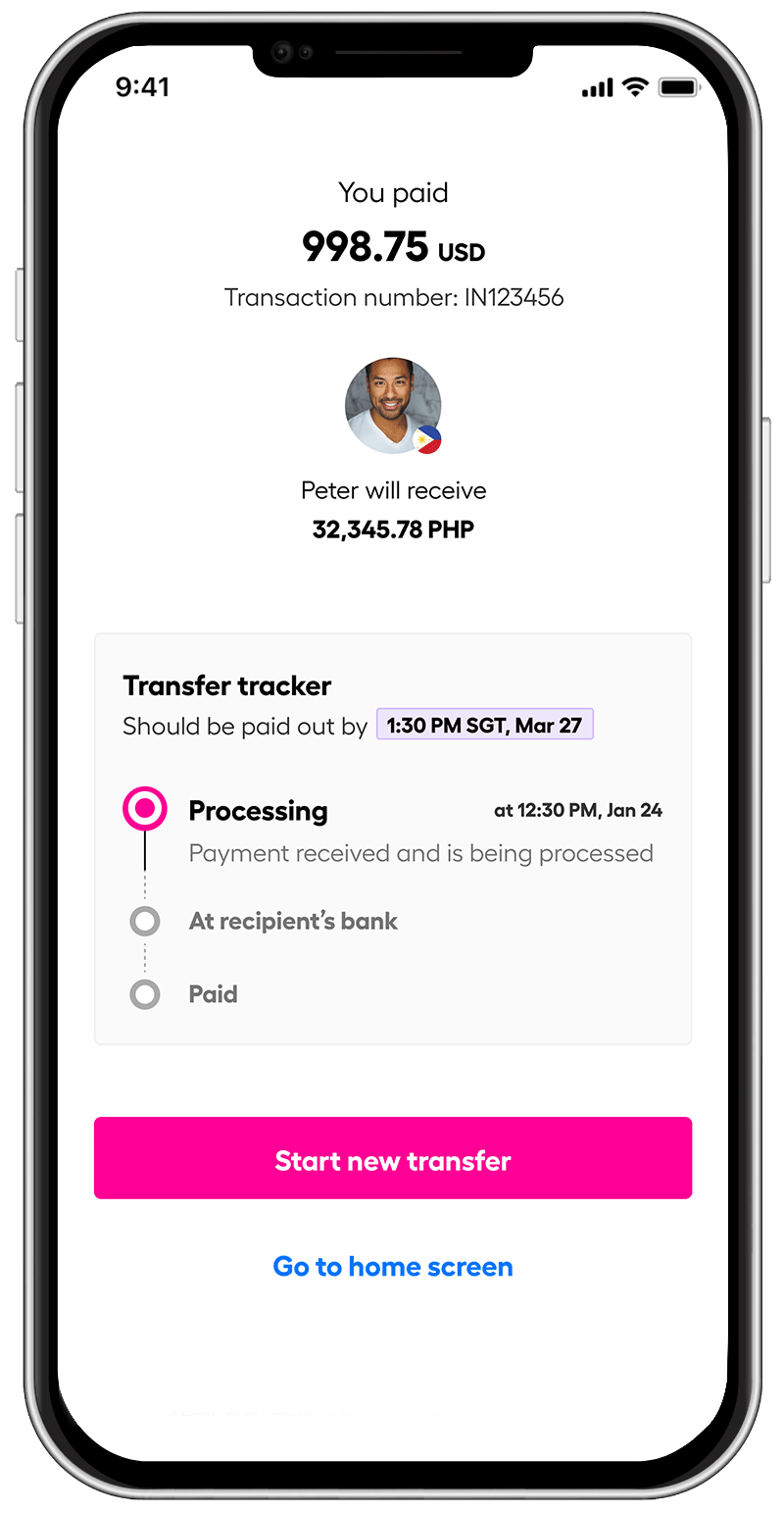 New transaction timeline for Instarem app