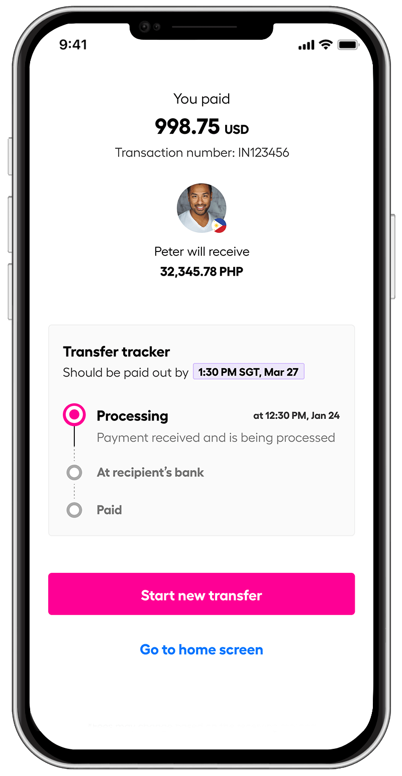 New transaction timeline for Instarem app