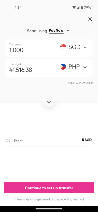 Send money to philippines set up transaction