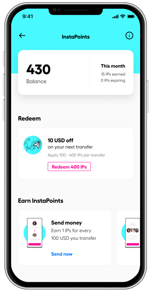 Instapoints in instarem app