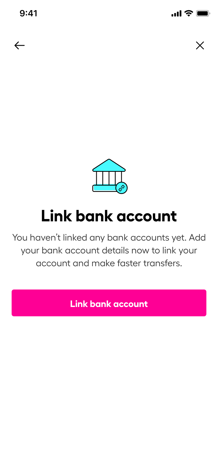 link bank account button