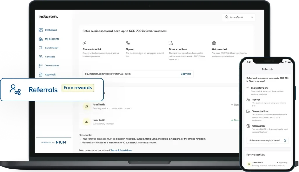 Instarem SG SME dashboard