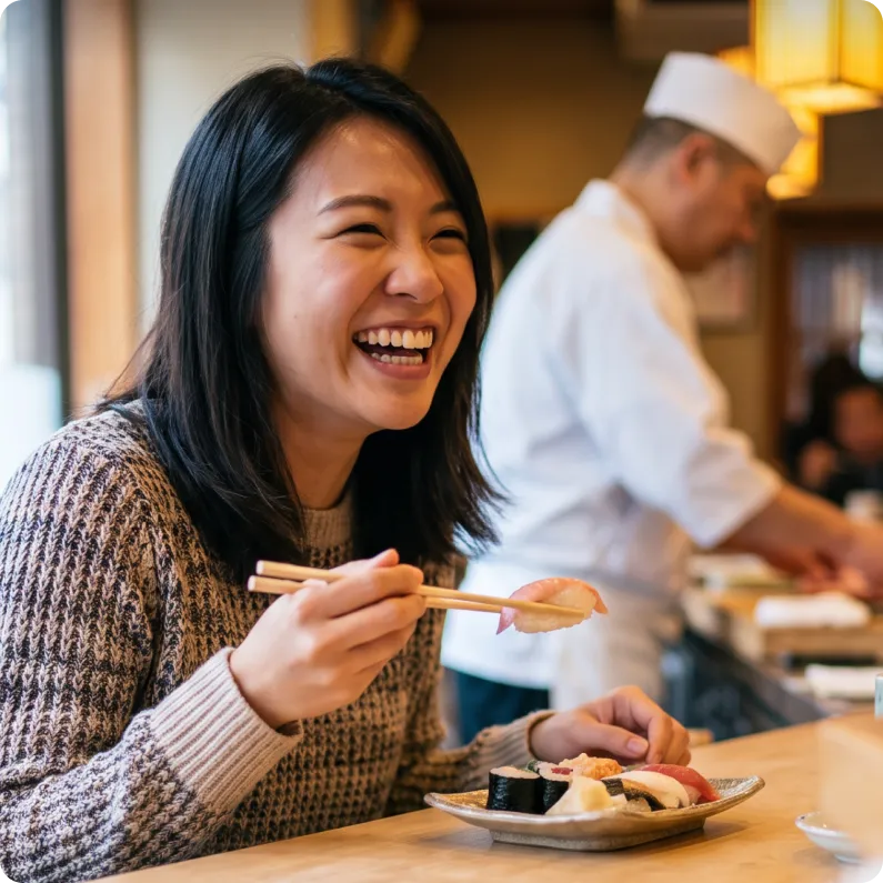 girl with sushi