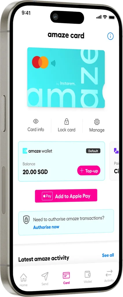 Instarem amaze screen