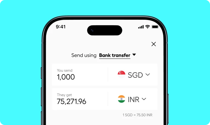 Instarem app screen